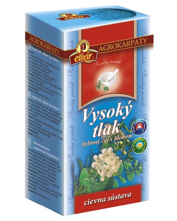 Vysoký tlak - porcovaný 20x2g Použití:Čaj se doporučuje při sklerotických stavech a zvýšeném krevním tlaku.Složení:hlohový list a květ - Folium crataegi cum...