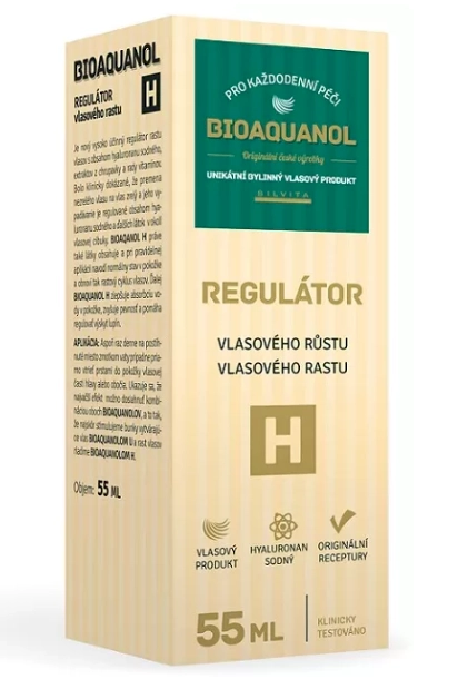 Bioaquanol H 55ml Bioaquanol H je vysoce účinný regulátor růstu vlasů obsahující kyselinu hyaluronovou, výtažky z chrupavek a řadu vitaminů. Bioaquanol...