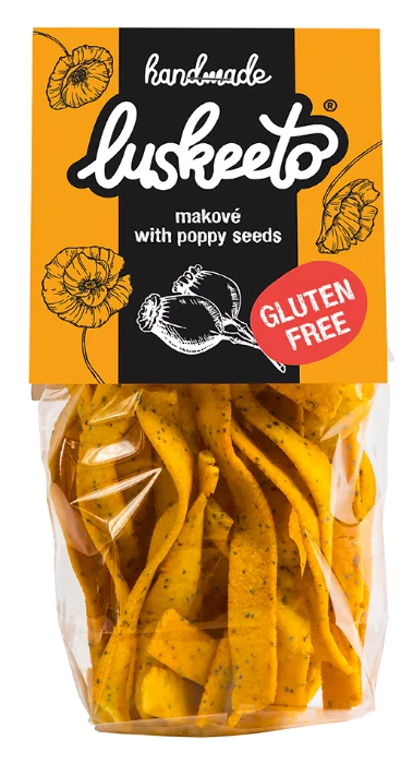 Farmářské luštěninové krekry - mák Luskeeto 70g Farmářské luštěninové krekry jsou tím pravým zážitkem pro gurmány.tyto chutné slané luštěninové krekry jsou vyrobeny z kukuřičné a...