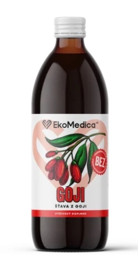 Šťáva z goji 500 ml Goji (lat. Lycium barbarum) - kustovnice cizí, čínské tajemství dlouhověkosti. Je to skutečný elixír života. pomáhá neutralizovat volné...