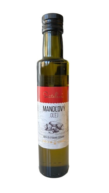 Mandlový olej 250ml 100% olej z mandlových jader lisovaný za studena. Mandlový olej je jedním z nejcennějších rostlinných olejů z hlediska lidské výživy a...