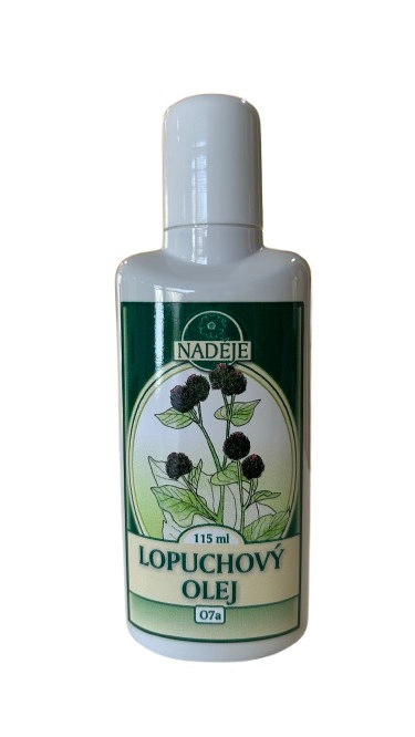 Lopuchový olej 115ml, O7A Je to jedna z nejlepších bylin v dermatologii. Podporuje růst vlasů, pomáhá hojit špatně se hojící rány, je vynikajícím dermatologikem a...